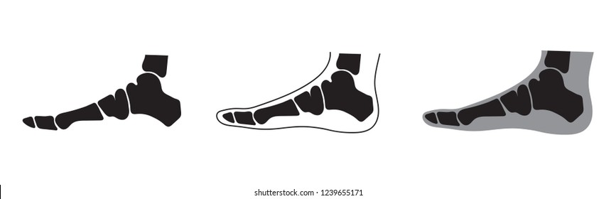 Human foot skeletal anatomy vector illustrations set in modern style. Educational anatomy materials. Medical center, clinic, institute, rehabilitation, diagnostic, surgery logo element