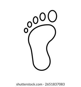 Human foot sole outline icon with five toes anatomy vector illustration for medical health infographic podiatry orthopedic body part design.