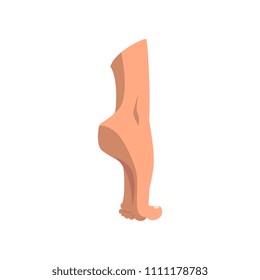 Human foot standing on toe vector Illustration on a white background.