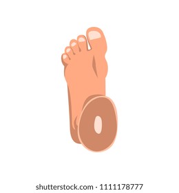 Human foot standing, top view vector Illustration on a white background