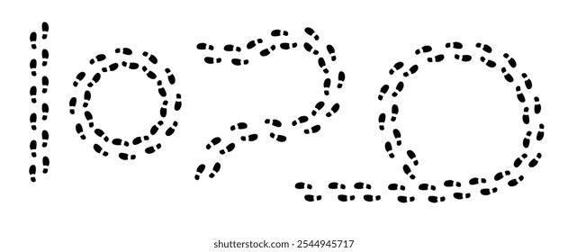 Human Foot Traces Set. Footprints and walking direction vector art