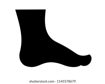 Human foot vector silhouette isolated on white background