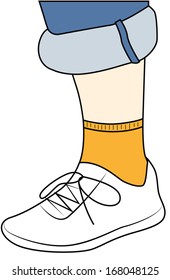Human foot in a white sneaker