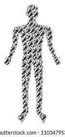 Human footprint human avatar. Vector human footprint icons are grouped into male mosaic.