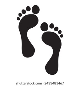 Human footprint black vector, Two footprint foot and toes finger print, trace vector