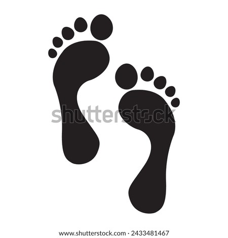 Human footprint black vector, Two footprint foot and toes finger print, trace vector