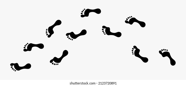 human footprint design in silhouette with creative concept isolated on white background. premium vector human footsteps illustration