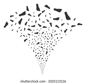 Human Footprint exploding fountain. Vector illustration style is flat iconic symbols. Object fountain combined from random pictograms as human footprint fireworks.