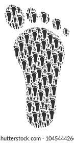 Human Footprint figure composed in the combination of human footprint icons. Vector iconized collage combined with simple icons.