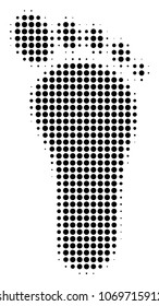 Human Footprint halftone vector pictogram. Illustration style is dotted iconic Human Footprint icon symbol on a white background. Halftone pattern is round items.