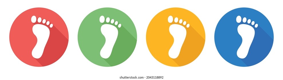 Human footprint icon vector design symbol. Barefoot symbol on button.