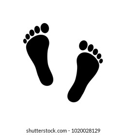 Human footprint icon. Vector footsteps. Flat style. Black silhouettes. Illustration isolated on white background.