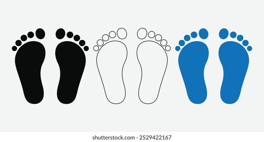 Ícone da pegada humana. Ilustração vetorial. Silhueta de superfície. Ícone de passo do pé humano.