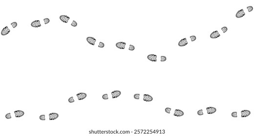 Human footprint. Leaving  boots prints on the floor from  left to right. Human step by step  on white background.  Sneaker print for your web site design, logo, app, UI.  EPS 10