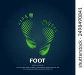 Human  footprint line art structure. simple footprint Vector logotype illustration on dark background.  foot logo vector template suitable for organization, company, or community. EPS 10