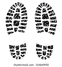 Human footprint on granular ground. Elements for various graphic compositions, although these can be used alone  also.