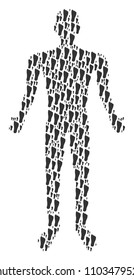 Human footprint person avatar. Vector human footprint icons are organized into man composition.