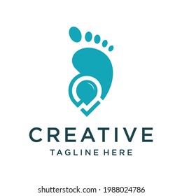 human footprint with Pin shape logo symbol vector icon illustration design	