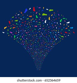 Human Footprint salute stream. Vector illustration style is flat bright multicolored iconic symbols on a blue background. Object stream fountain combined from random symbols.