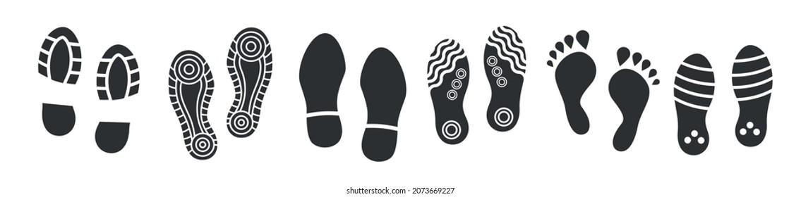 Human footprint set isolated on white. Vector