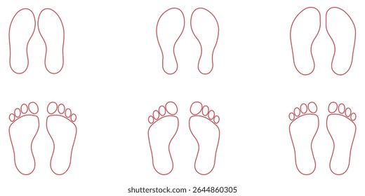 Human footprint shoe print icon and silhouette graphic elements vector design barefoot. white background. Design EPS 10