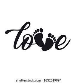 Human Footprint Silhouette, Love, vector, illustration.