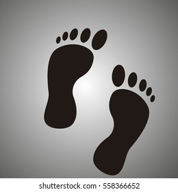 human footprint. Two black man footprints isolated