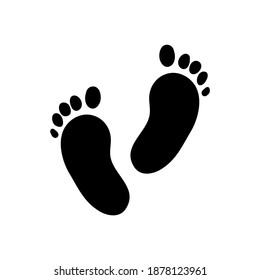 Human footprint. Vector illustration. Human foot barefoot sole imprint icon. Children's foot print. Happiness, parenthood, childhood.