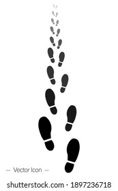 Human footprint walking away. Foot pattern icon. Perspective footpath. Isolated vector illustration picogram.