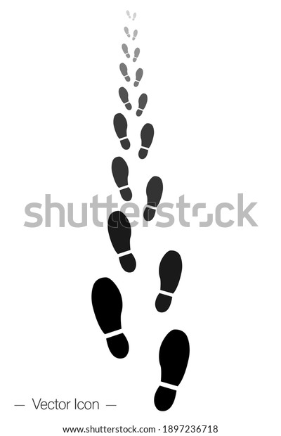 Human footprint\
walking away. Foot pattern icon. Perspective footpath. Isolated\
vector illustration\
picogram.