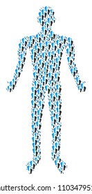 Human footprints human avatar. Vector human footprints icons are united into person collage.