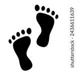 Human footprints. Bare footprints set. Vector clipart.