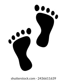 Human footprints. Bare footprints set. Vector clipart.