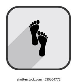 Human footprints - black vector icon with  long shadow
