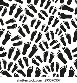 human footprints black and white seamless pattern eps10