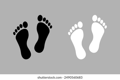 human footprints blanco y negro - Ilustración vectorial