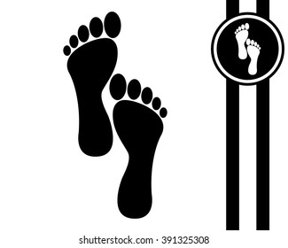 human footprints - black and white vector icon