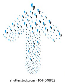 Human Footprints collage constructed in the figure of upwards navigation arrow. Up directional arrow collage organized from human footprints icons.