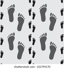 human footprints gray seamless pattern eps10