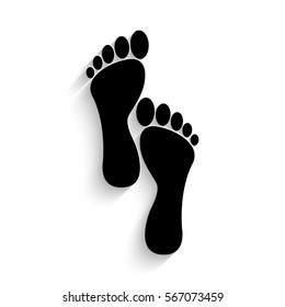 Human footprints icon - black vector illustration with  shadow