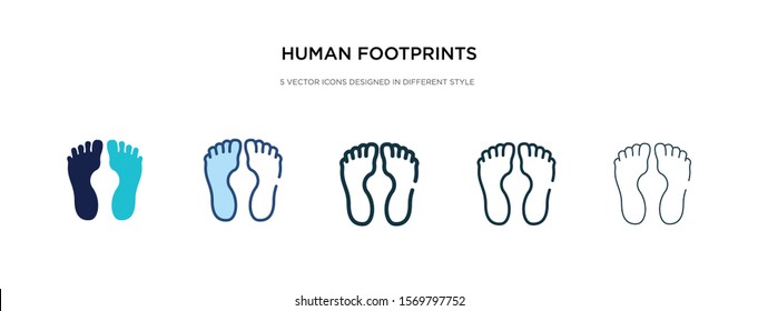 human footprints icon in different style vector illustration. two colored and black human footprints vector icons designed in filled, outline, line and stroke style can be used for web, mobile, ui