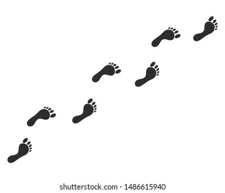 Human footprints icon isolated on white background. Footsteps footprint trekking route.