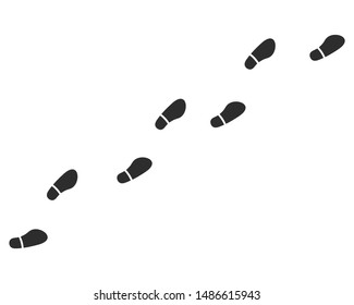 Human footprints icon isolated on white background. Footsteps footprint trekking route.