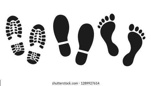 Human footprints icon set. 