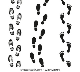 Human footprints icon set. 