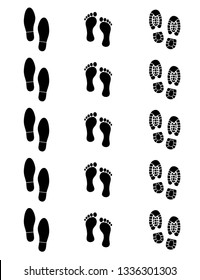 Human footprints icon set vector