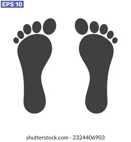 Human footprints icon white background design.