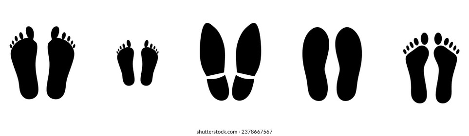 
Symbole für menschliche Fußspuren. Vektorgrafik einzeln.