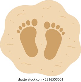 Human footprints imprinted in sandy ground vector illustration with footprint barefoot background