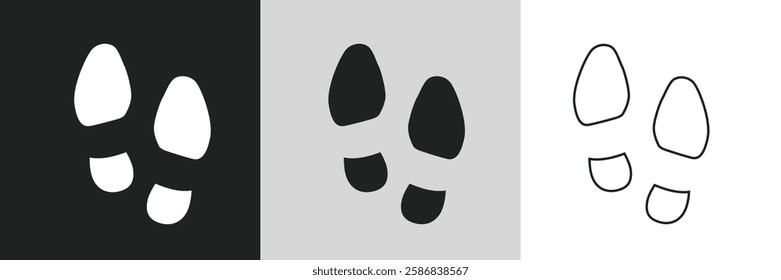 Human footprints isolated on black and white background. Human traces, track, shoe, tracking, sole, shoeprints stock vector illustration 